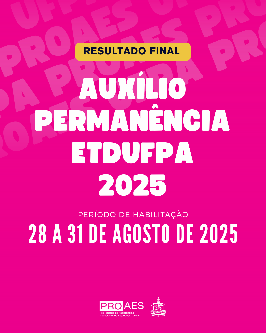 RESULTADO FINAL DAS INSCRIÇÕES NO EDITAL DO AUXÍLIO PERMANÊNCIA DOS CURSOS TÉCNICOS ETDUFPA